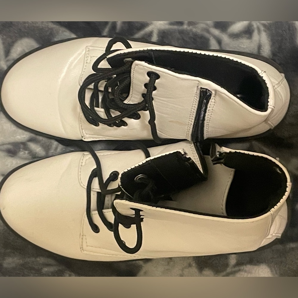 White combat boots